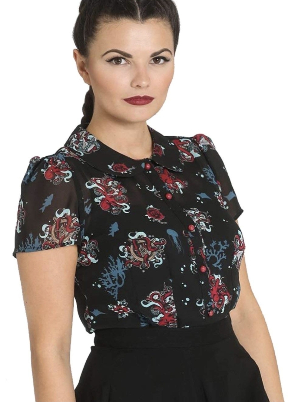 Hell Bunny Poseidon Women's Blouse Size XS